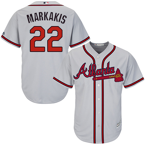 Braves #22 Nick Markakis Grey Cool Base Stitched Youth MLB Jersey